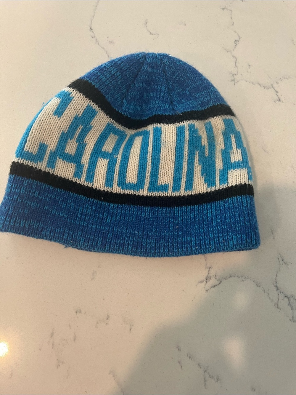 NFL Blue Carolina Knit Beanie with White and Black Accents
